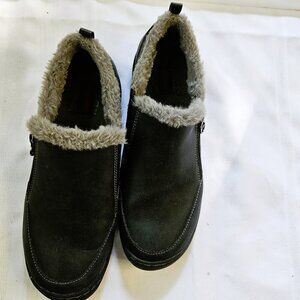 jsport Black Faux Fur Lined Unisex Activewear Casual Slip-on Shoes Size10M